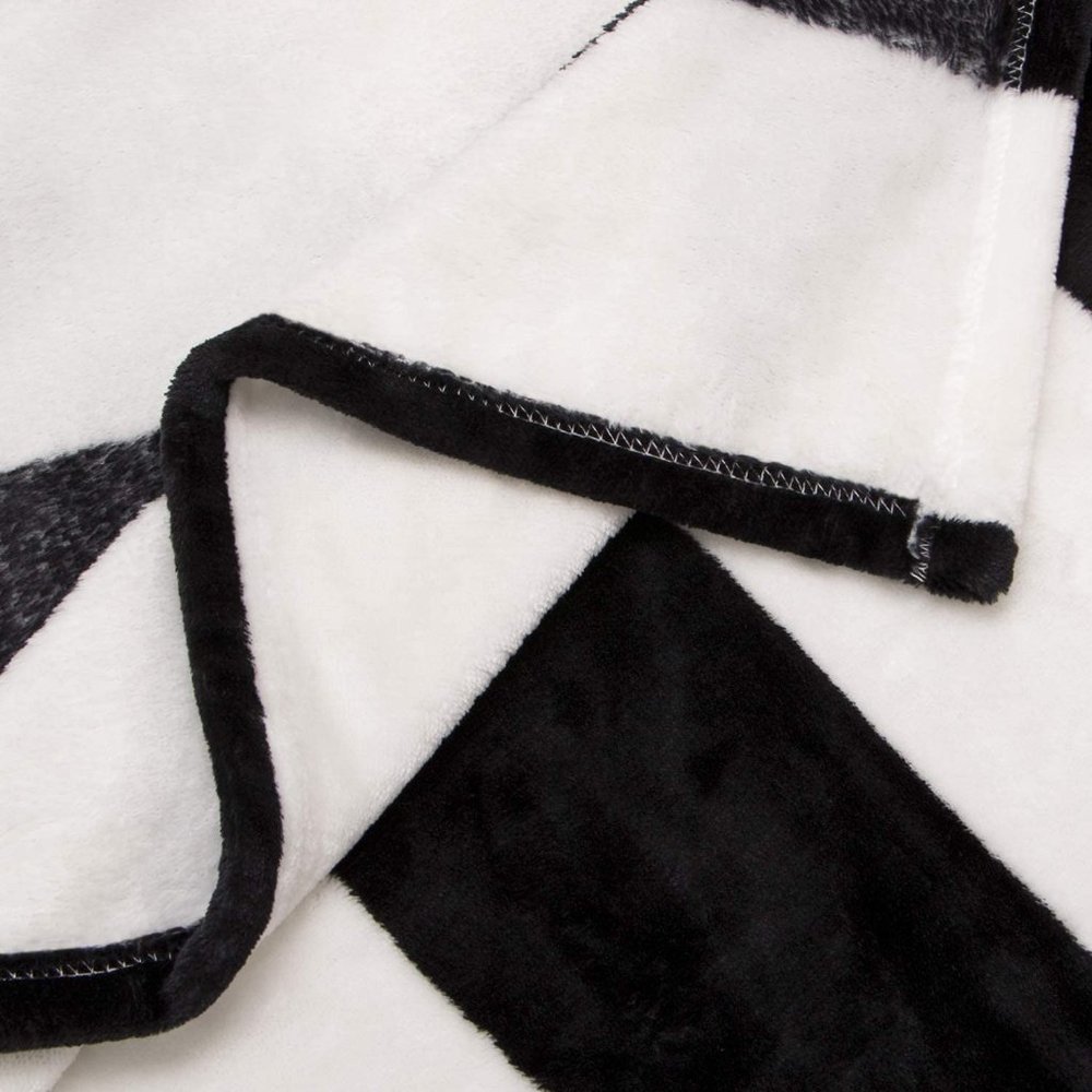 Halloween Flannel Blanket Black White Stripe King - Picture 2 of 7